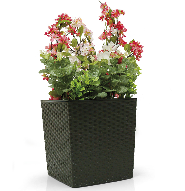 Maceta ? Ratan 30X30X30 Cm. C/Sist Riego Marron 1 Maceta ? Ratan 30X30X30 Cm. C/Sist Riego Marron