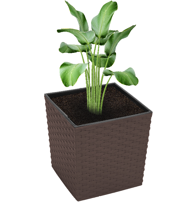 Maceta ? Ratan 40X40X40 Cm. C/Sist Riego Marron 1 Maceta ? Ratan 40X40X40 Cm. C/Sist Riego Marron