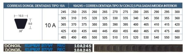 Correas Dentadas A-037 13A-390 Dongil - Imagen 2