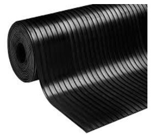 Piso de Goma Estriado Negro 3 mm Espesor x 0,6 m Ancho x 1 m Lineal