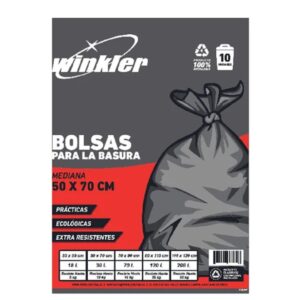 Bolsa de Basura Negra 50 x 70 cm 0.26 Carga Pesada Rollo 10 unid