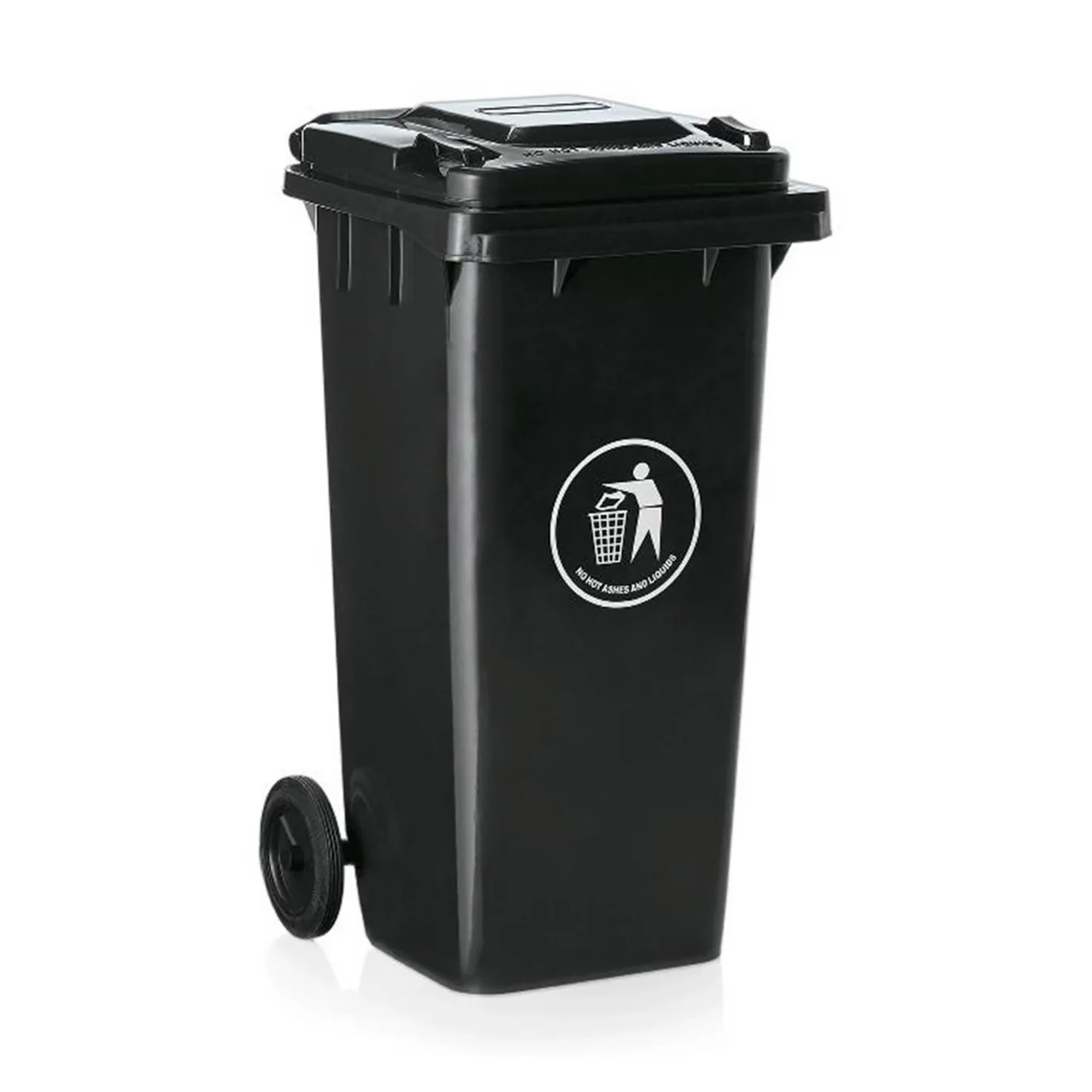 Basurero Tapa / Ruedas 120 Litros Negro 46 cm x 55 cm x 96 cm 1 Basurero Tapa / Ruedas 120 Litros Negro 46 cm x 55 cm x 96 cm