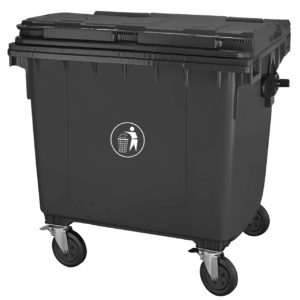 Contenedor Basura Negro Tapa y Ruedas 1100 139 x 106 x 129 Cm