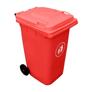 Basurero Rojo Tapa y Ruedas 240 litros 56 cm x 70 cm x 101 cm