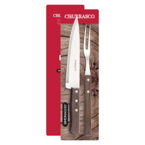 Juego Para Asado 02 Piezas Acero. Inoxidable M/Madera