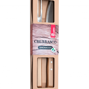 Juego Para Asado 02 Piezas Acero. Inoxidable M/Madera