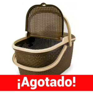 Canasta de Picnic Estilo Ratán con Tapa Tavarua Marrón Almendra